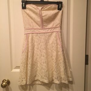 UO Pins and Needles strapless lace cream dress NWT