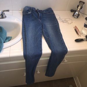 High waisted blue jeans