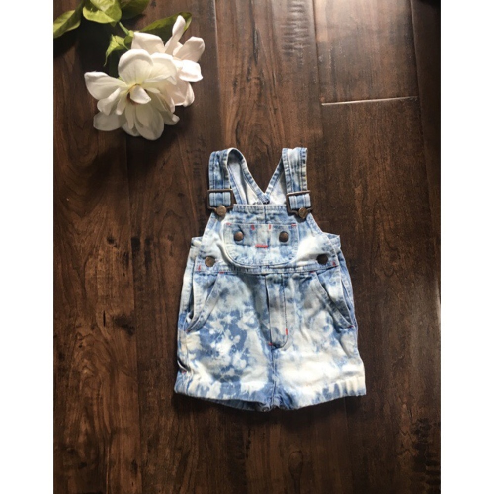 Acid Washed Vintage Toddletime Overall Shorts 18M