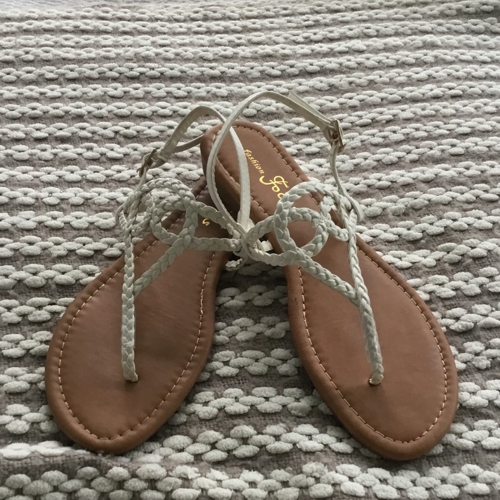 Cute Cream Braided Sandals by Fashion Focus 7