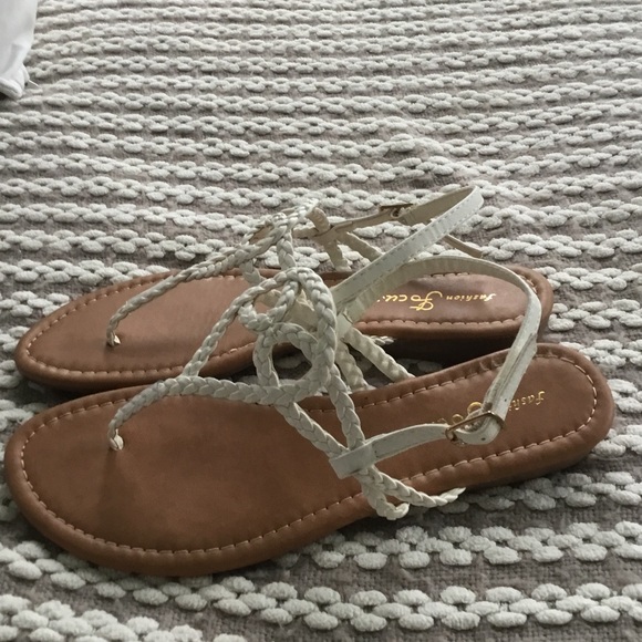 Cute Cream Braided Sandals by Fashion Focus 7 - Picture 2 of 6