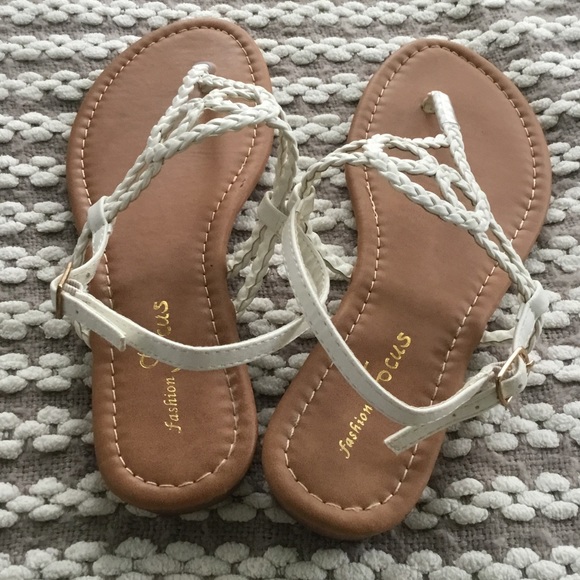 Cute Cream Braided Sandals by Fashion Focus 7 - Picture 3 of 6
