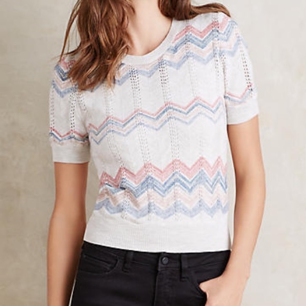 Moth Pointelle Chevron Pullover