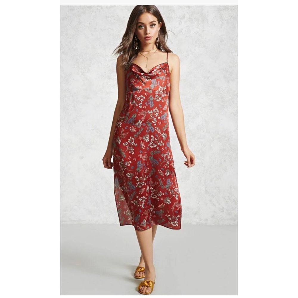 Brick Floral Midi Cami Dress