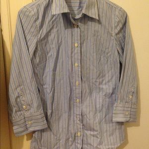 JCrew blue stripe button 3/4 sleeve shirt size XS