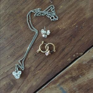 Disney earrings and necklace set