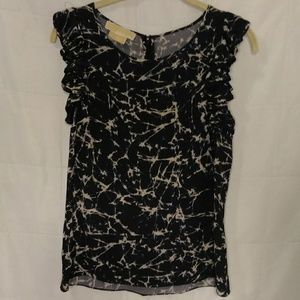 Michael Kors Size 6 Silk Blouse Ruffle Cap Sleeve