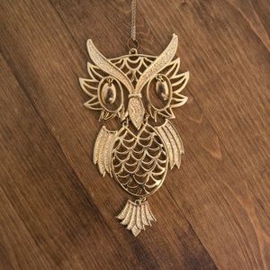Vintage Articulated Owl Gold Tone  Pendant