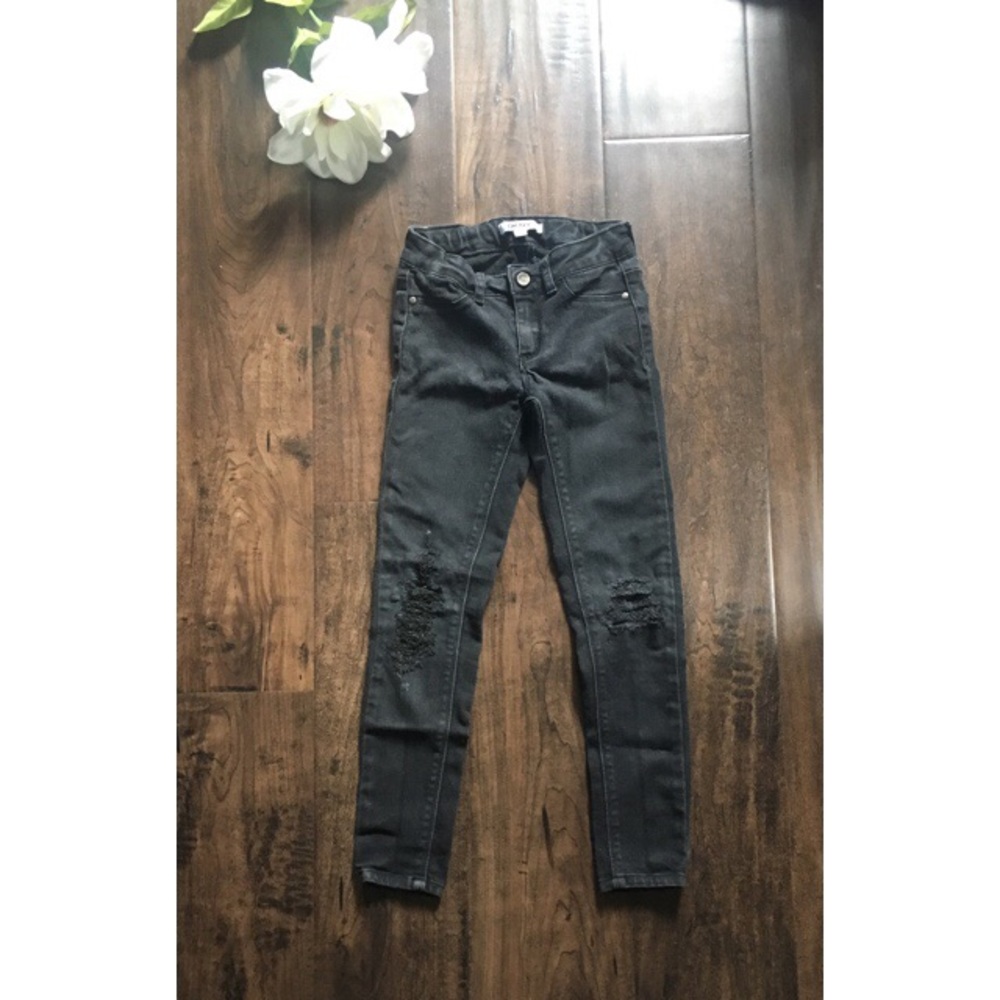 Girls’ Black Distressed DKNY Skinny Jeans 7