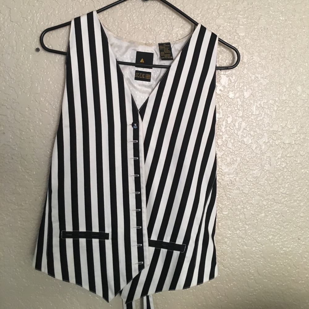 80's inspired black and white vest