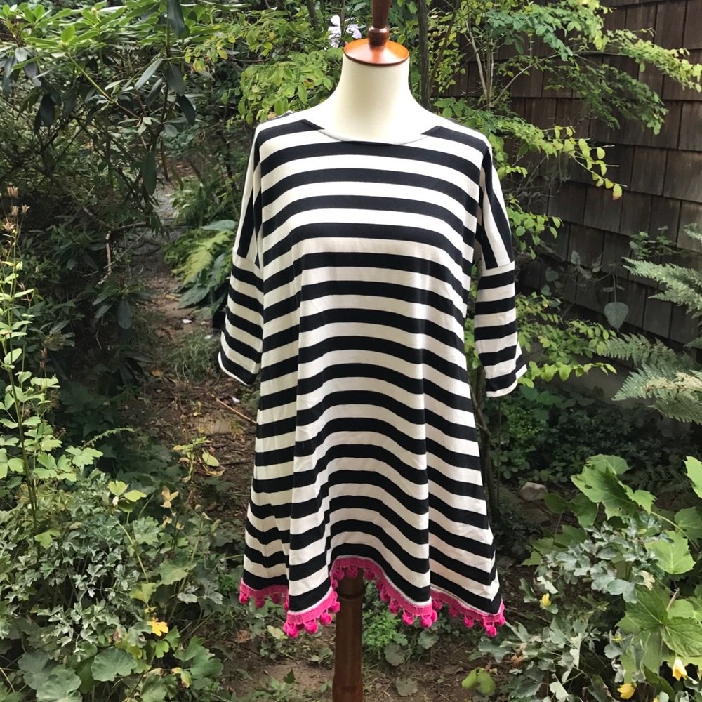 Striped Pink Pom Tunic