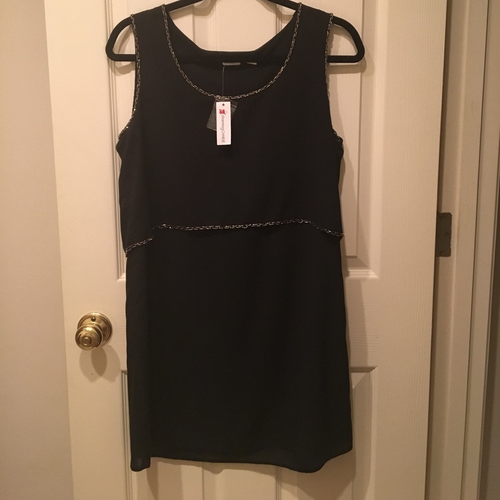 NWT S Black beaded shift dress
