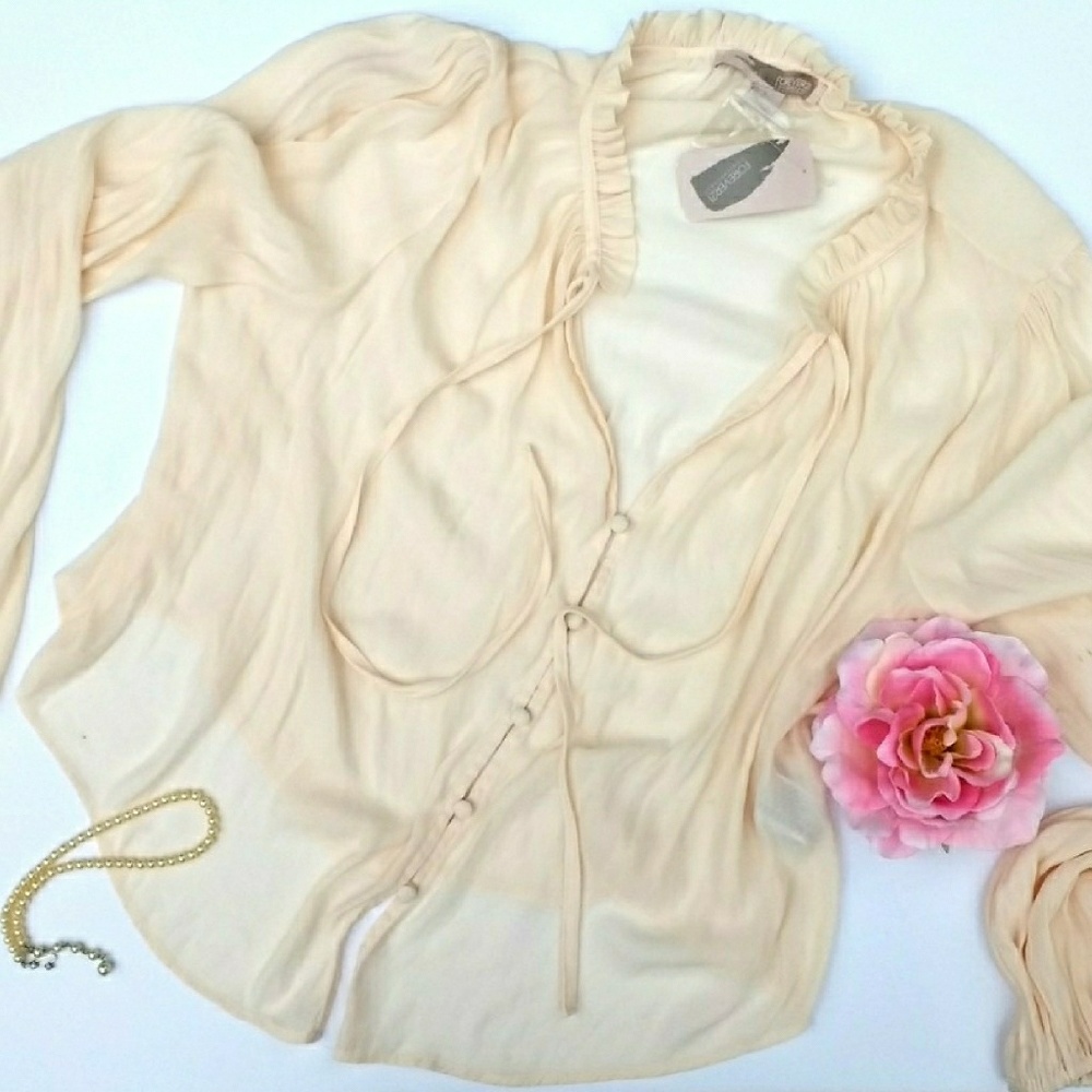 Forever 21 Sheer Cream Blouse