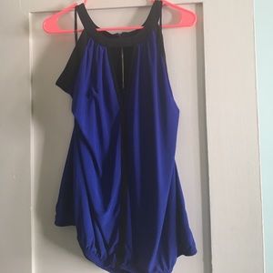 City Chic Blue Racer Back Deep V Blue Top