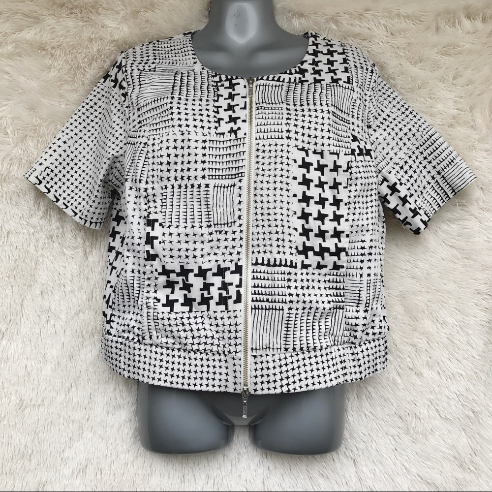 CABI COUPE COTTON BOMBER JACKET HOUNDSTOOTH BLEND