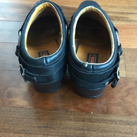 Harley Davidson biker mules w silver Harness sz 7 - Picture 3 of 8