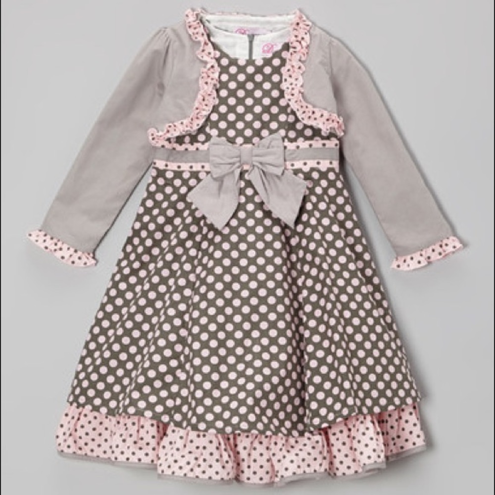 Donita Gray & Pink polka dot Dress