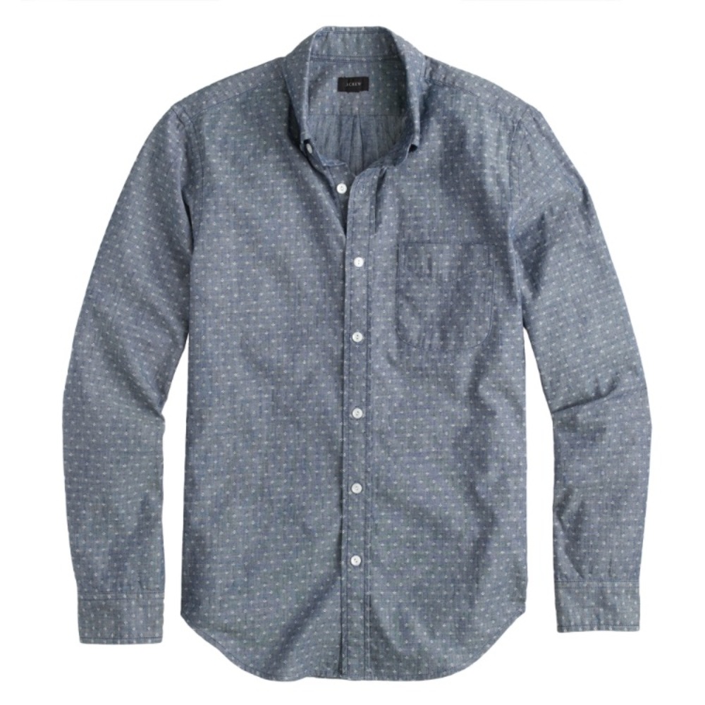 jcrew men's slim chambray shirt in diamond dot