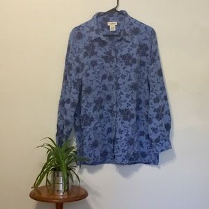 Floral Blue Travel Smith Button Up