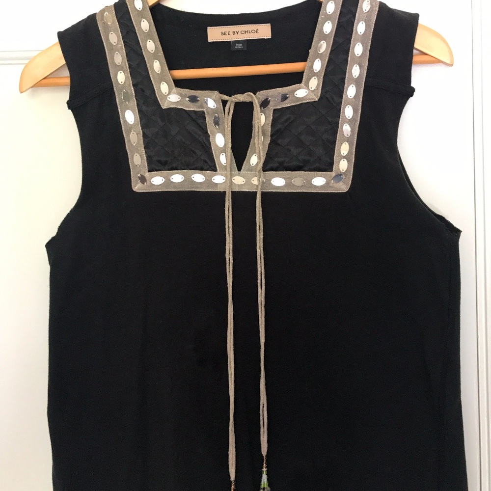 SEE BY CHLOE Vintage quilted tie tank top