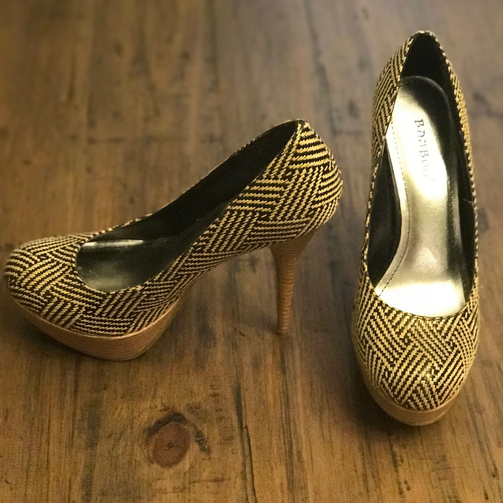 Bamboo Woven Platform Heels
