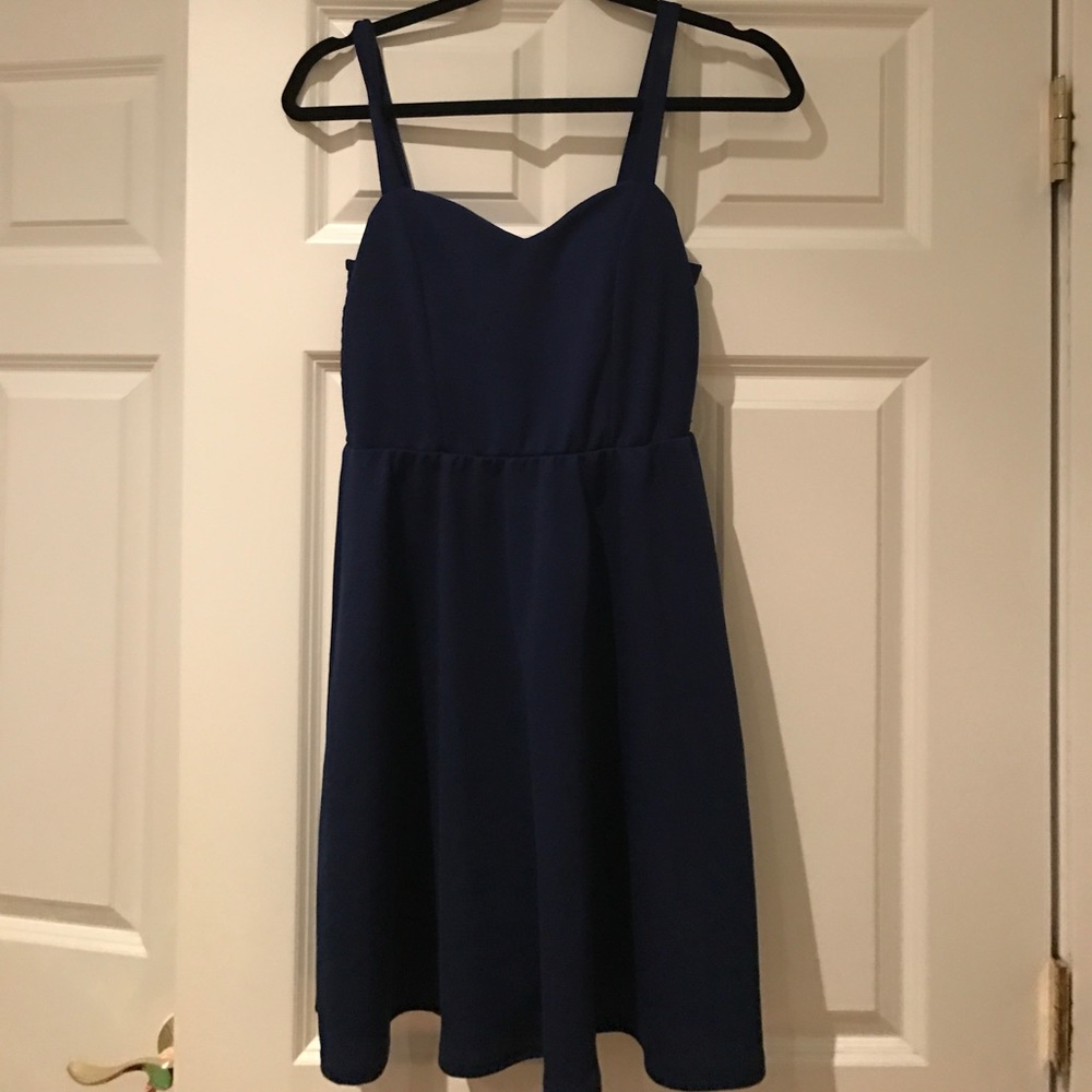Navy Blue Spaghetti Strap Dress
