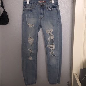 Eunina Light Wash Ripped Slim Boyfriend Jeans