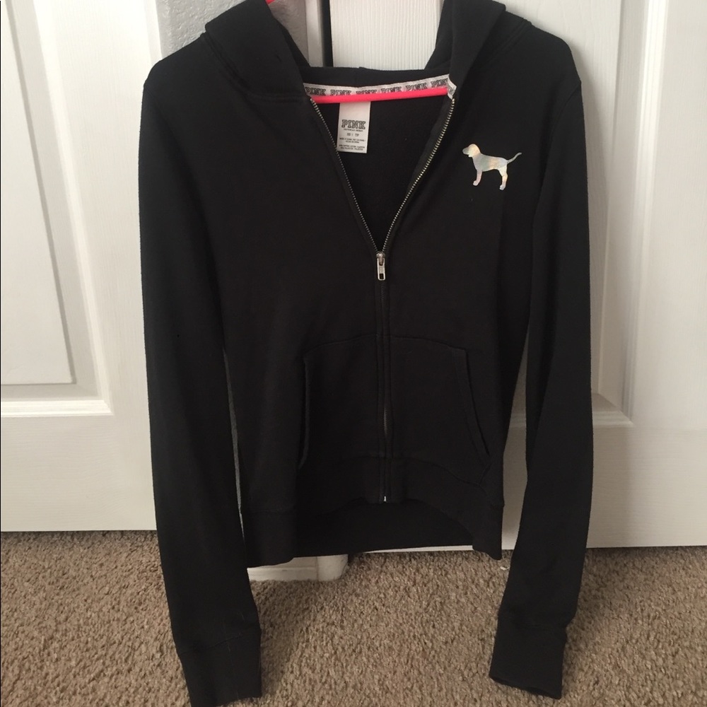 Victoria's Secret/PINK Black Zip-up Sparkle Jacket