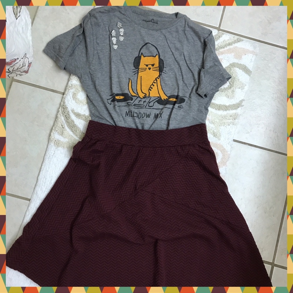 Joe B Maroon Pull-On Skater Skirt
