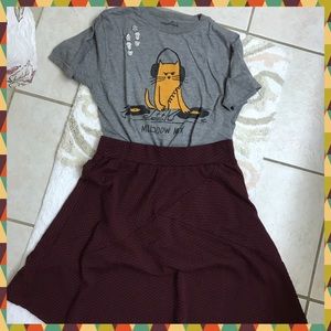 Joe B Maroon Pull-On Skater Skirt