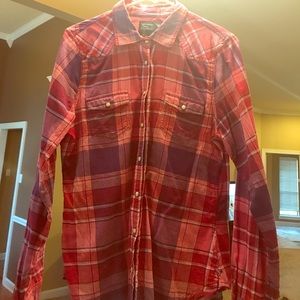American Eagle Women's Shirt Plaid flannel large American Eagle Women's Shirt Plaid flannel large