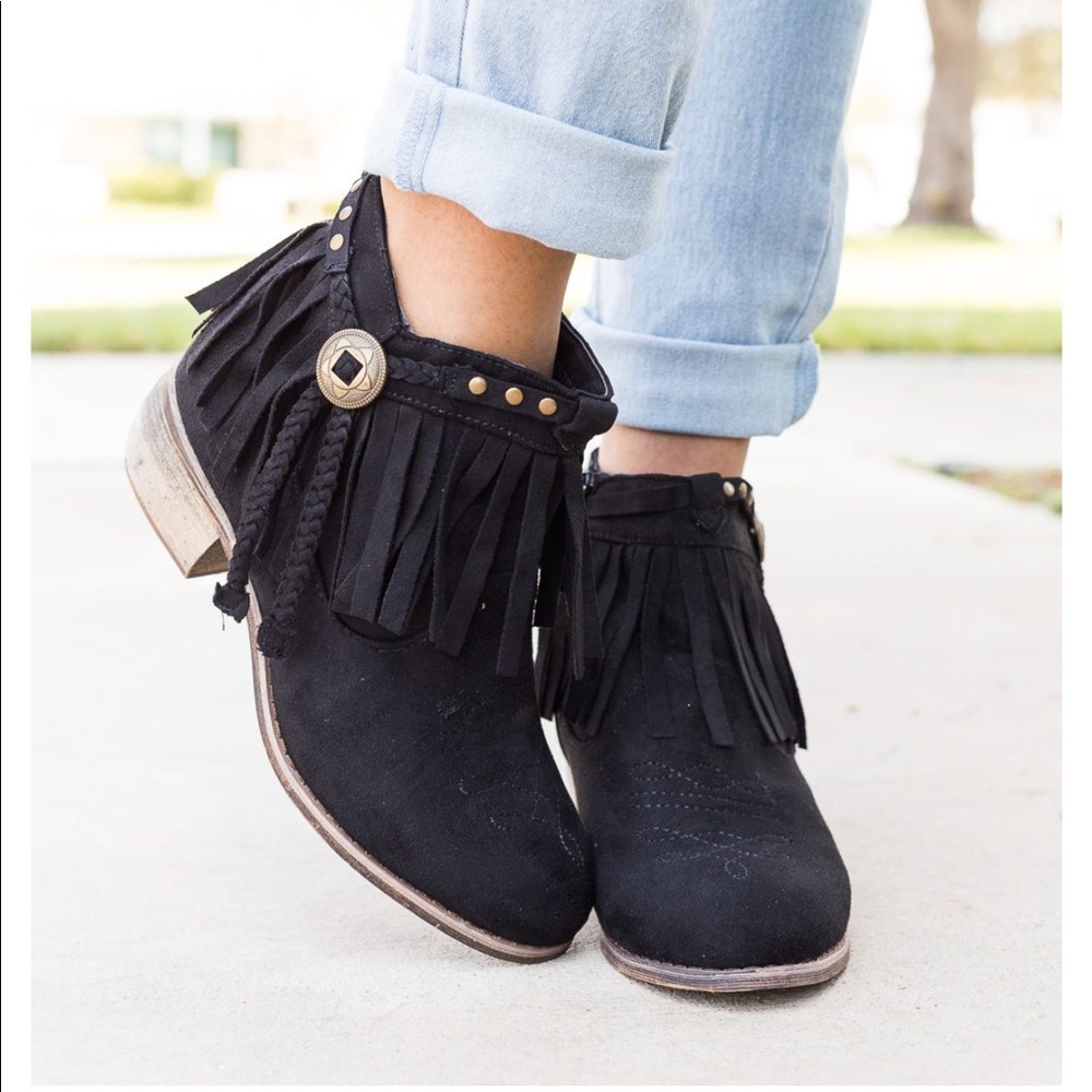 Western Harness Fringe Chic Ankle Bootie - Picture 2 of 6