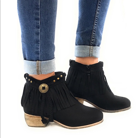 Western Harness Fringe Chic Ankle Bootie - Picture 3 of 6