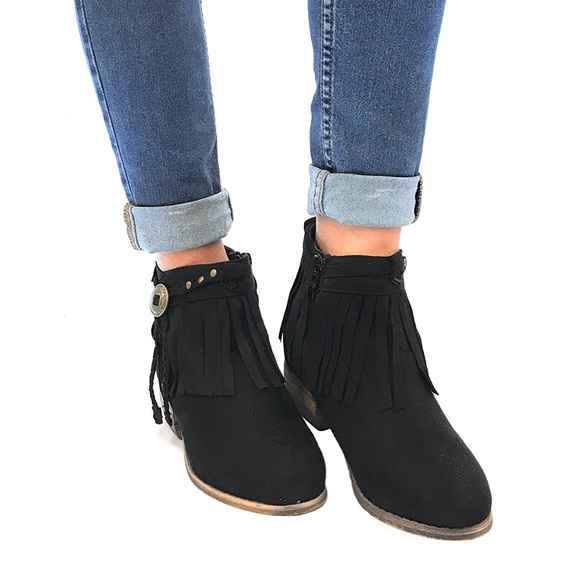 Western Harness Fringe Chic Ankle Bootie - Picture 4 of 6