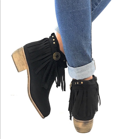 Western Harness Fringe Chic Ankle Bootie - Picture 5 of 6