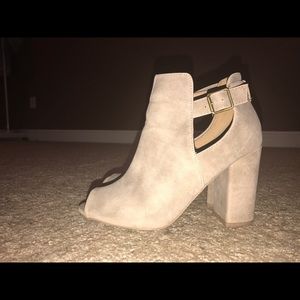 Open toe tan booties Open toe tan booties