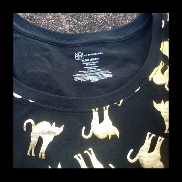 Cat Print Top Black Gold XL - Picture 5 of 7