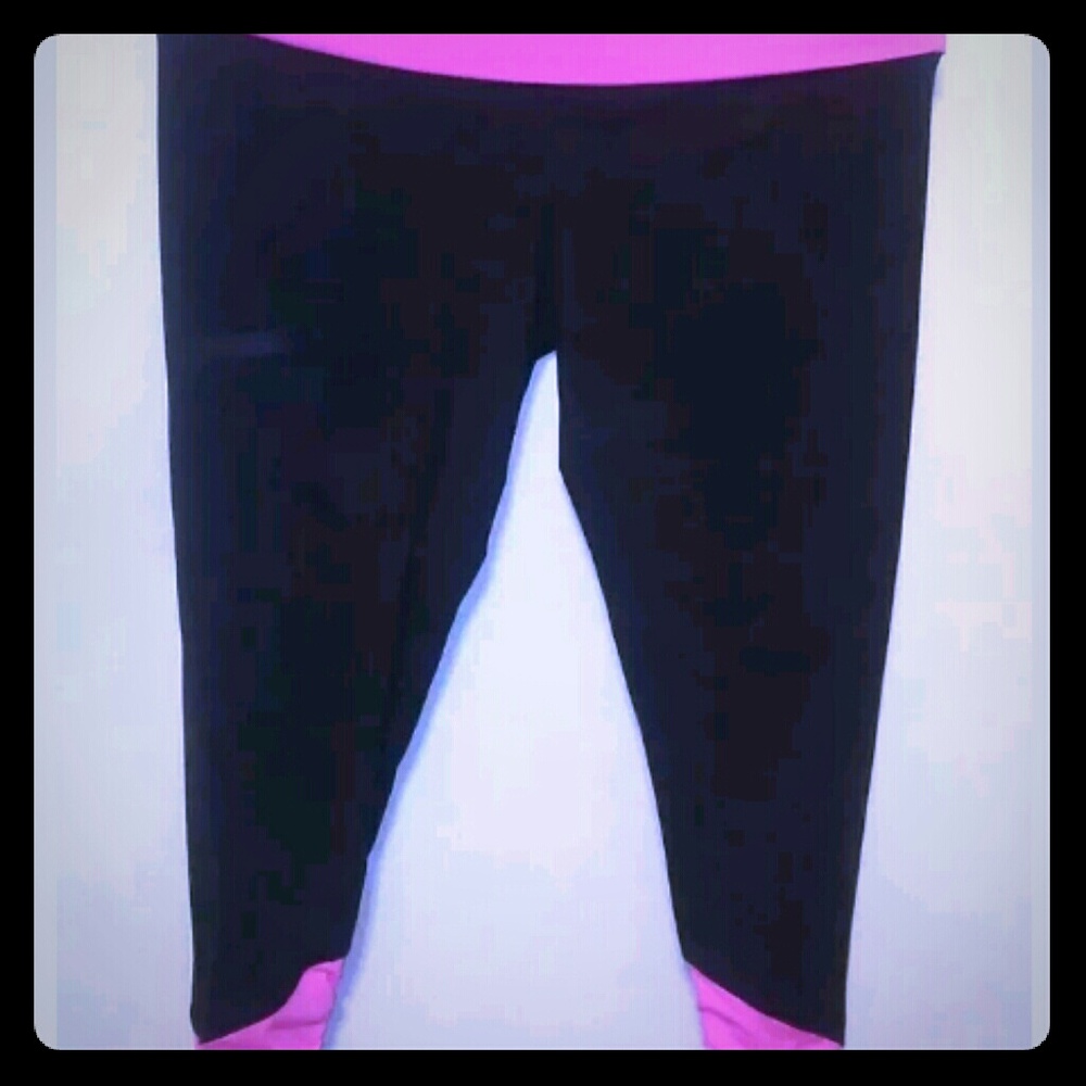 Bebe workout black leggings fold over pink