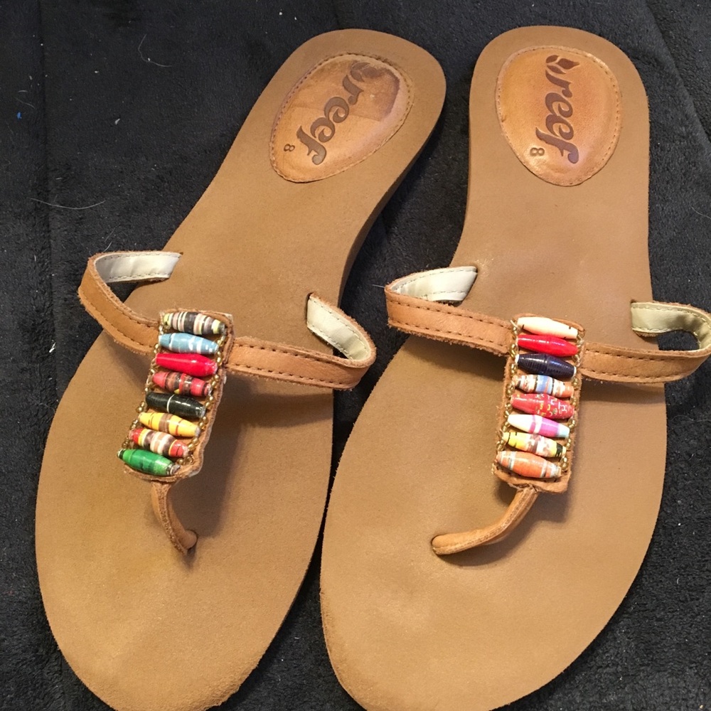Reef Leather Beaded Sandals!!