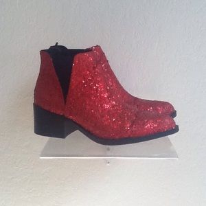 Red glitter ankle boots Red glitter ankle boots
