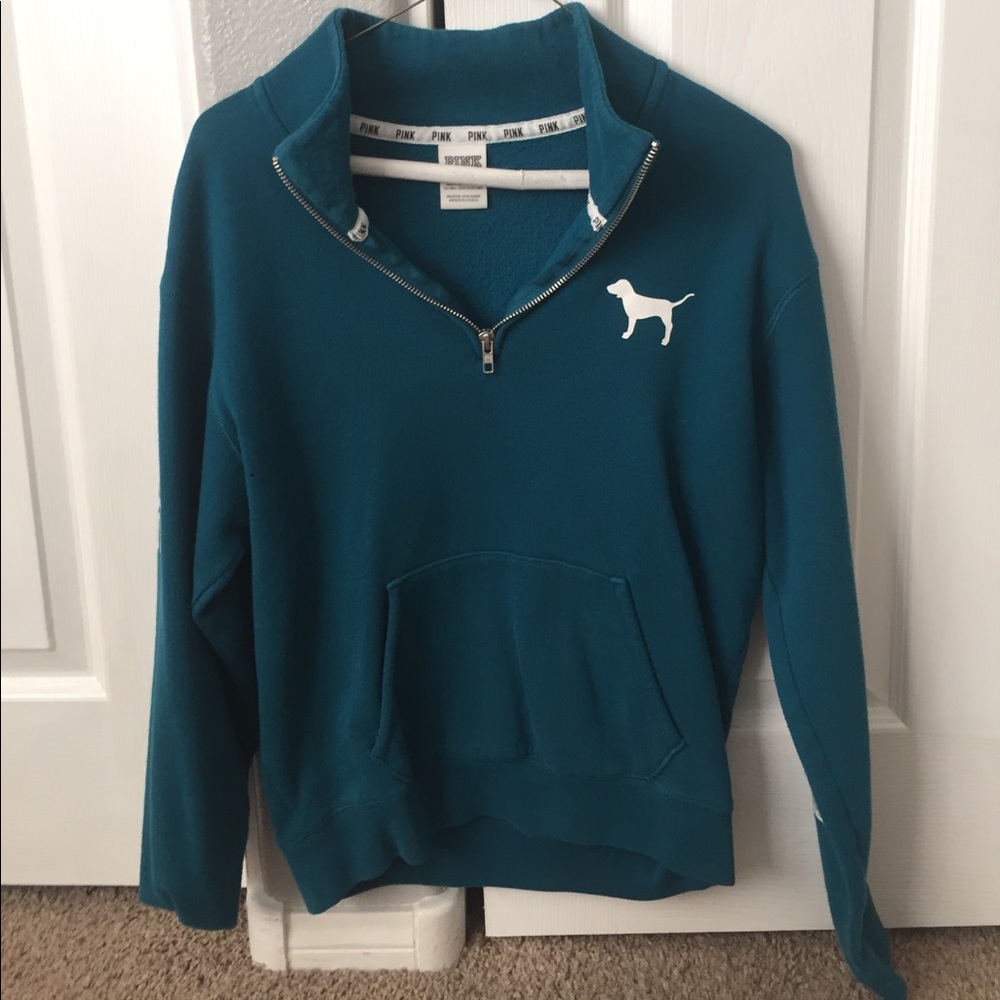 Victoria's Secret/PINK Teal Quarter-zip Sweater
