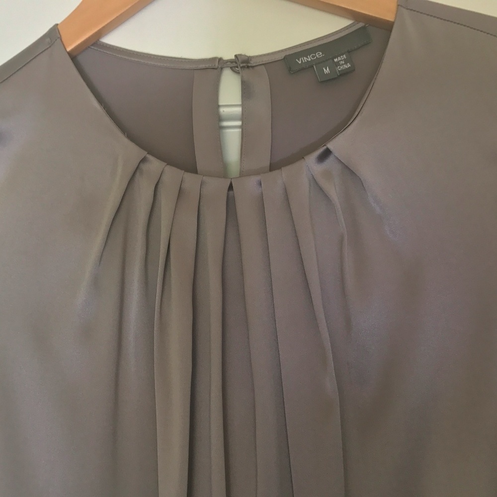 Vince Metallic Silver Silk Blouse - Picture 5 of 7