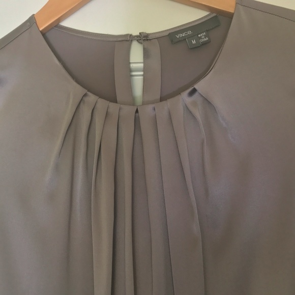 Vince Metallic Silver Silk Blouse - Picture 5 of 7