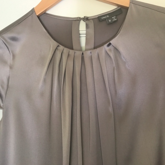 Vince Metallic Silver Silk Blouse - Picture 6 of 7
