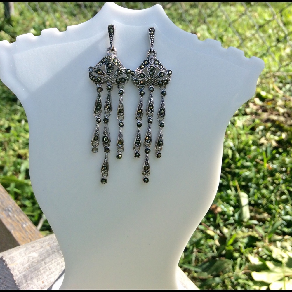 Marcasite 925 sterling silver earrings