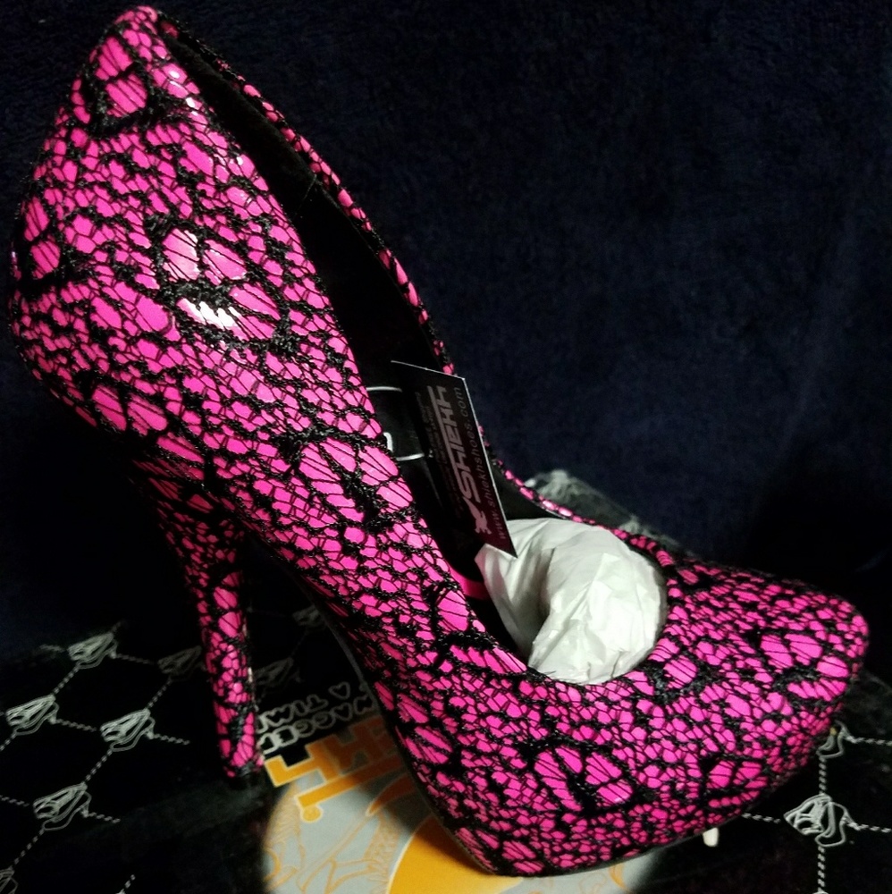 Fuschia and Black High Heels