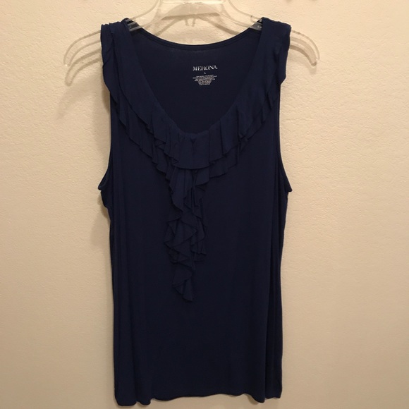 Navy Ruffle front tank - Picture 1 of 2