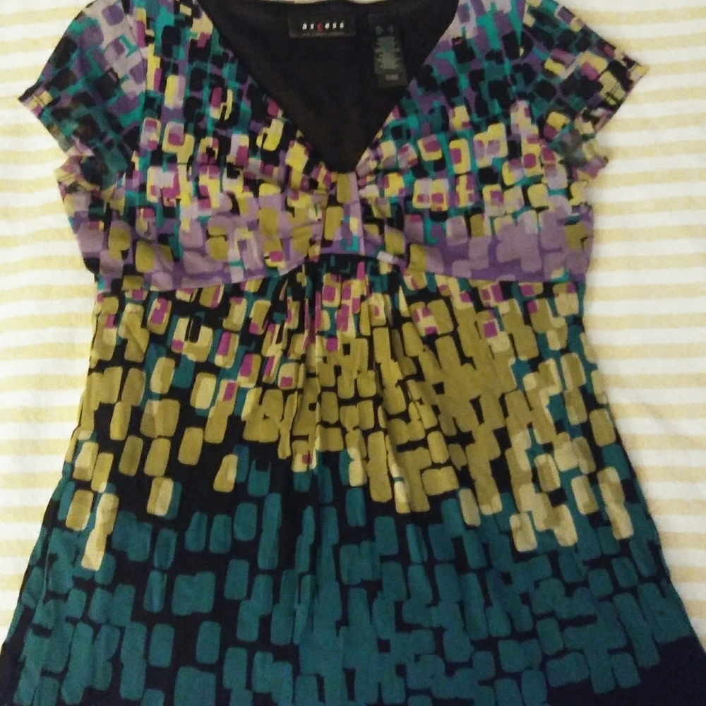V-neck Blue Green Purple Top