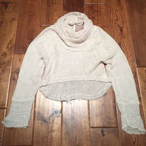 Free People Cowl Neck Cropped Sweater
