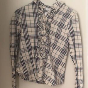 Ninety striped ruffle button shirt size small